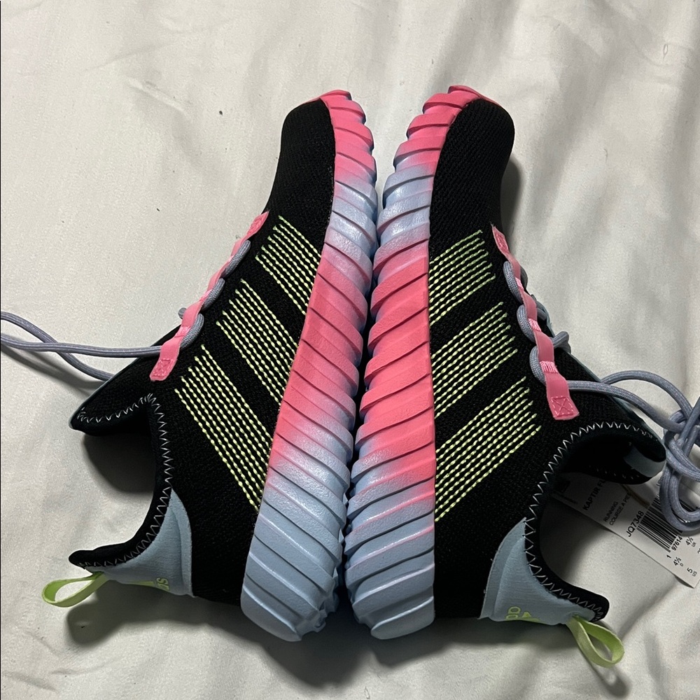 Adidas Kids Sneakers Black with Pink and Green Kaptir Flow K size 5 - Picture 8 of 12